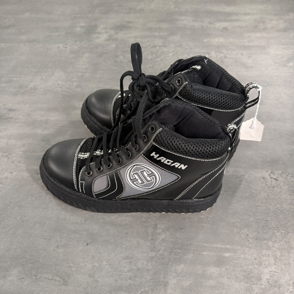 Hagan H-7 Pro Broomball Shoes Mens 11 Black‎ Grey High Top Athletic Sneakers